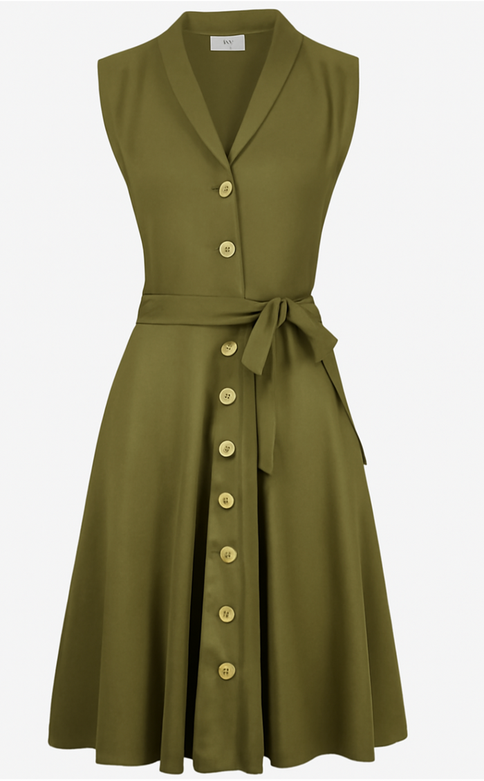 Swingkleid Nova mit Knopfleiste , Olíve