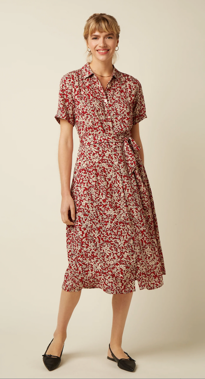 Swingkleid Olive Paradis 40's, Blumenmuster, Rot, Plus Size