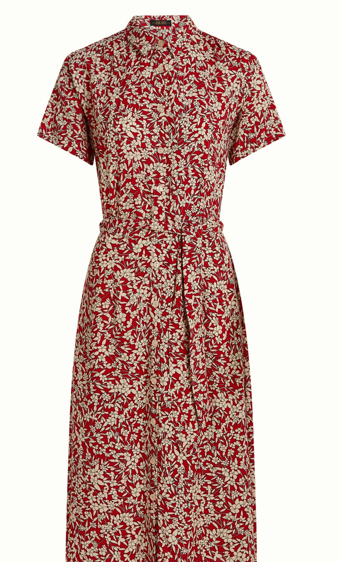 Swingkleid Olive Paradis 40's, Blumenmuster, Rot, Plus Size