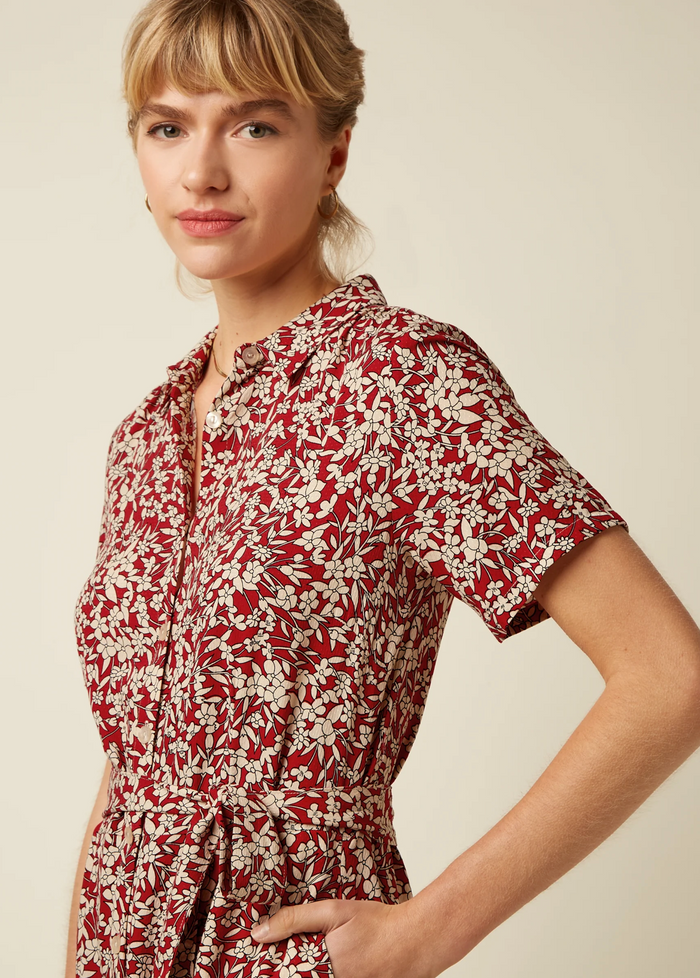 Swingkleid Olive Paradis 40's, Blumenmuster, Rot, Plus Size