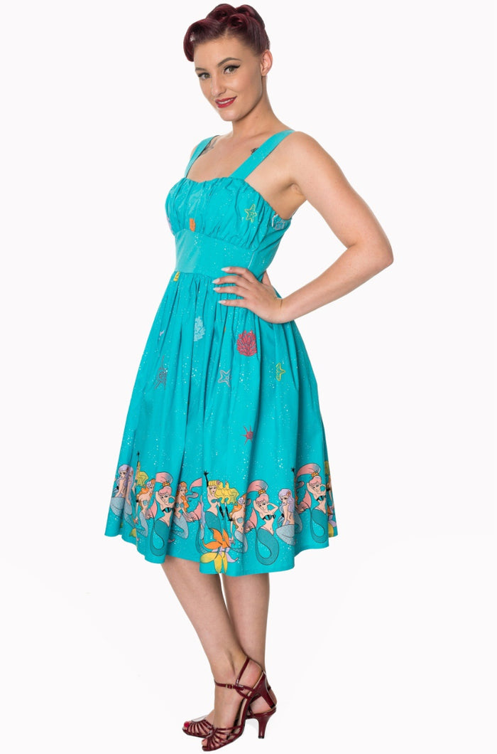 Swingkleid Sophia mit Meerjungfrauen, Aqua