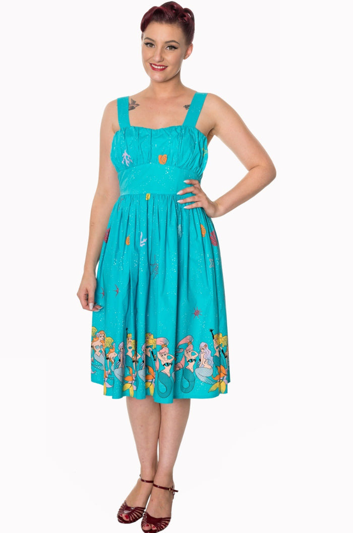 Swingkleid Sophia mit Meerjungfrauen, Aqua