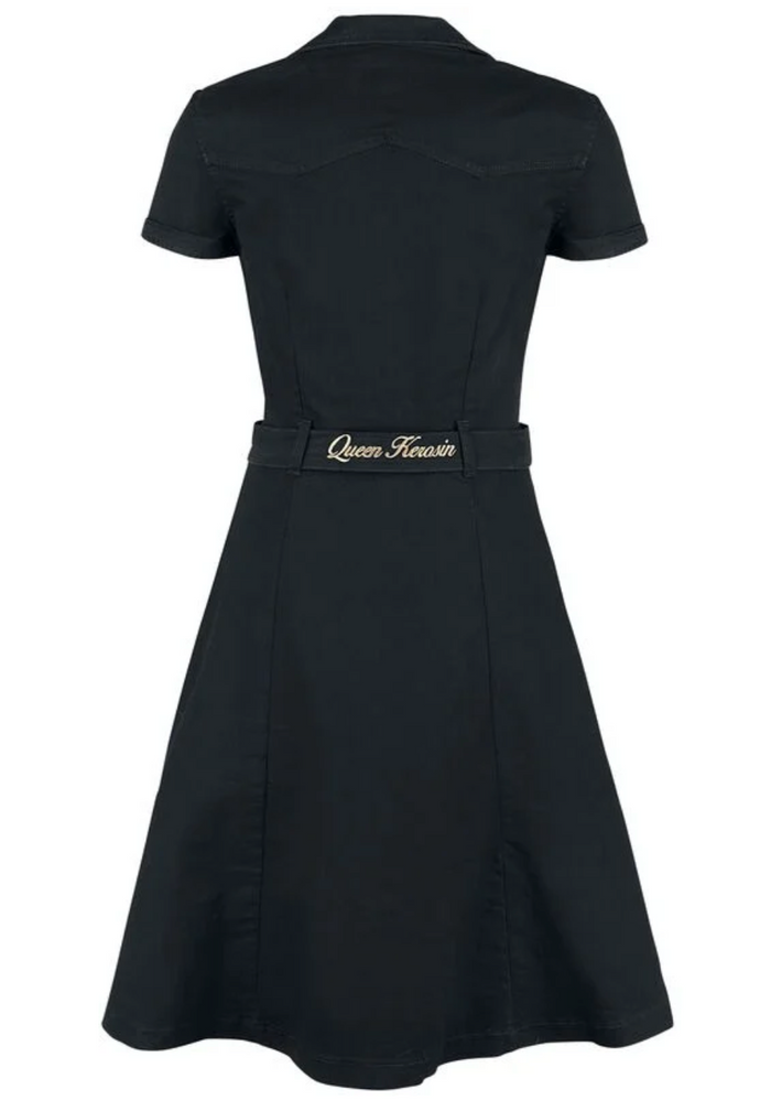 Swingkleid Workwear, Denim-Schwarz