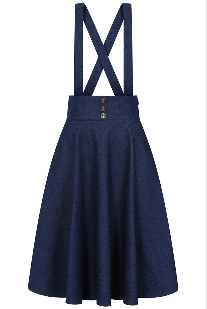 Swingrock Dottie mit Trägern, Denim Plus Size