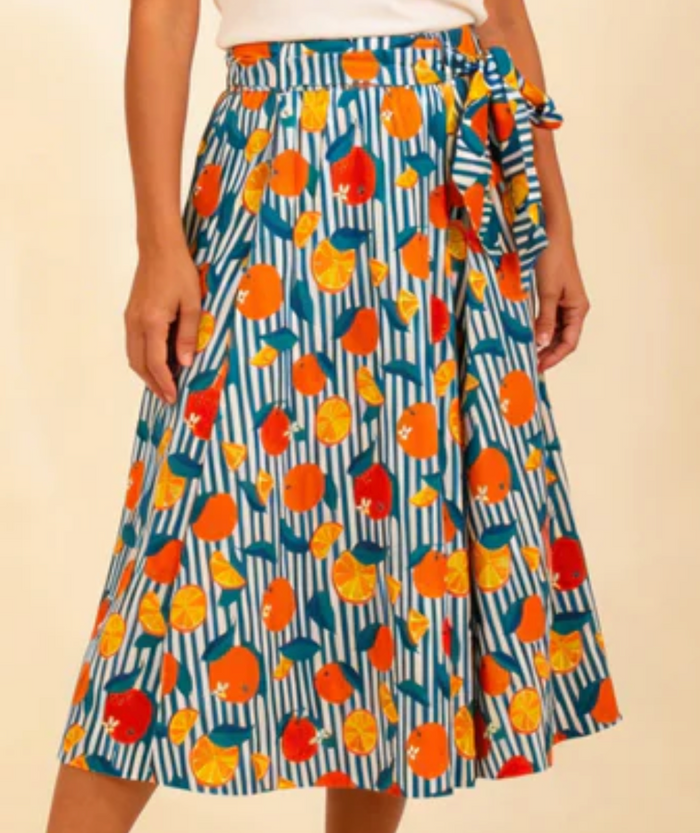 Swingrock Gina mit Orangenmotiv- Gestreift