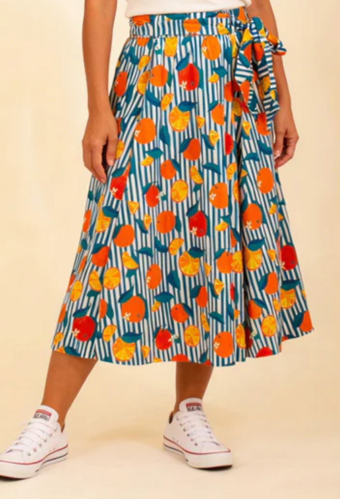Swingrock Gina mit Orangenmotiv- Gestreift