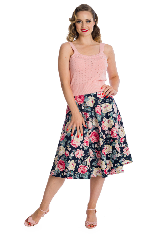 Swingrock Rose Bloom, Navy, Plus Size