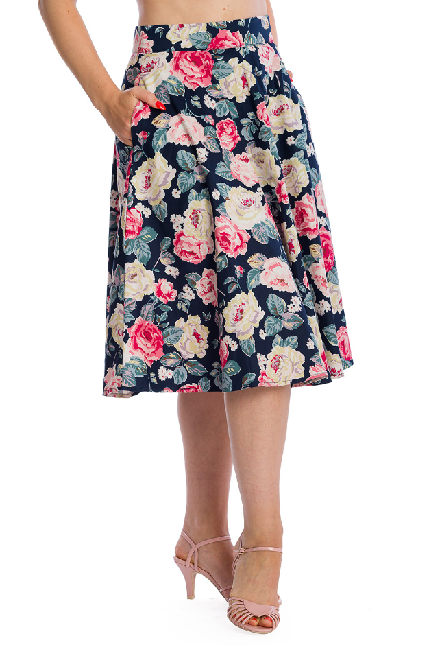 Swingrock Rose Bloom, Navy, Plus Size