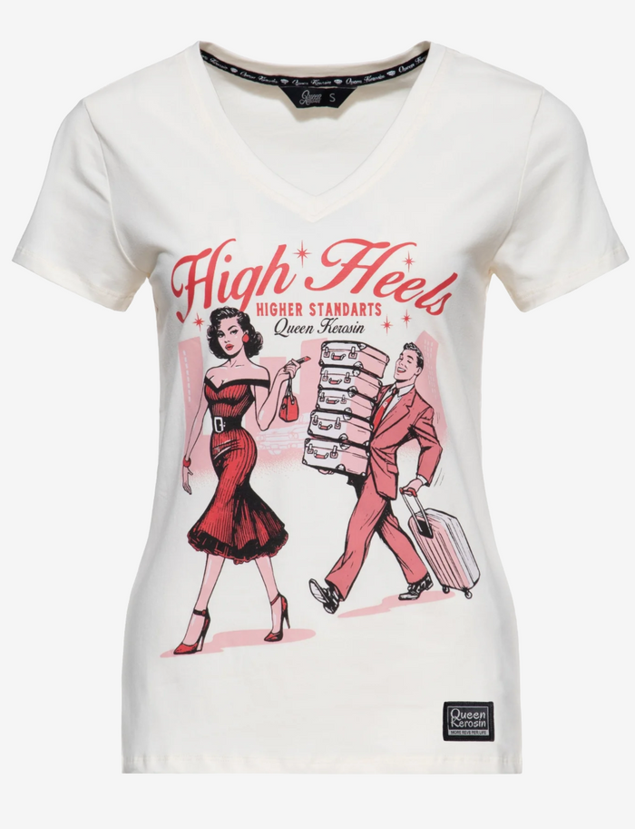 T-Shirt High Heels,Statement Shirt, Offwhite
