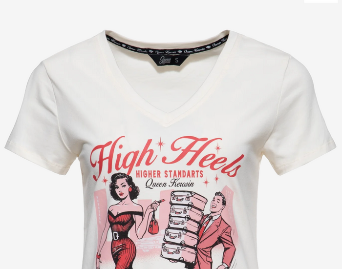 T-Shirt High Heels,Statement Shirt, Offwhite