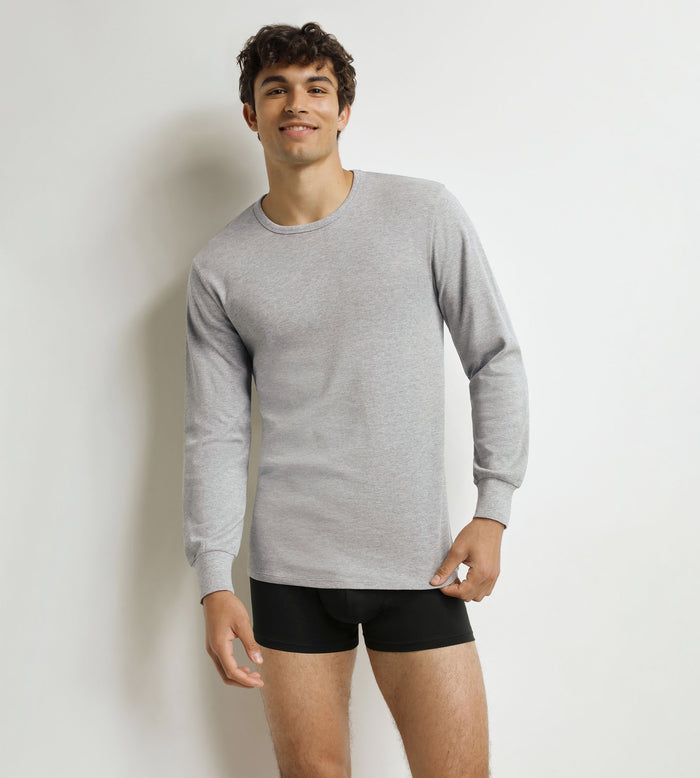 T-shirt homme en coton gris chiné Dim Thermal