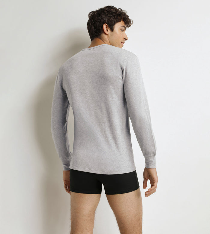 T-shirt homme en coton gris chiné Dim Thermal