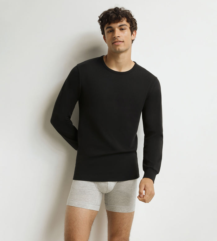 T-shirt homme en coton noir Dim Thermal