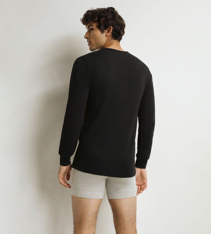 T-shirt homme en coton noir Dim Thermal