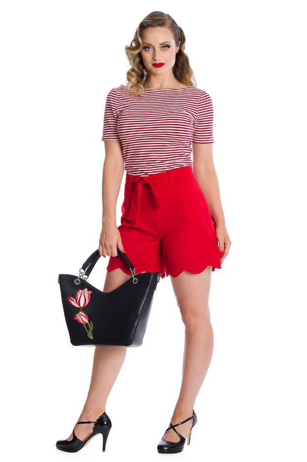 T-Shirt, Szizzl Stripe,Rot-Weiß, Plus Size