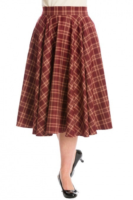 Tellerrock Adore Her, Burgunder-Kariert, Plus Size