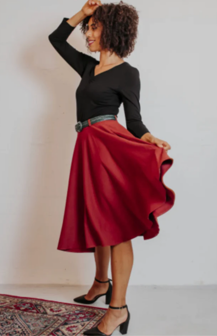 Tellerrock Circle Skirt, Bordeaux Plus Size