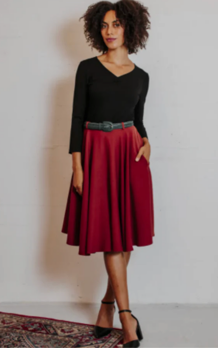 Tellerrock Circle Skirt, Bordeaux Plus Size