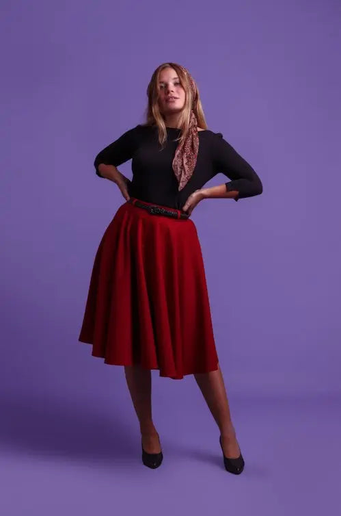 Tellerrock Circle Skirt, Bordeaux Plus Size