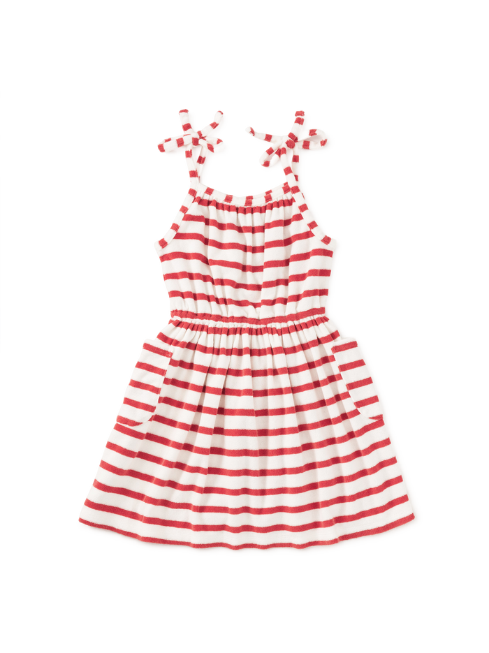 Terrycloth Tie Shoulder Twirl Dress
