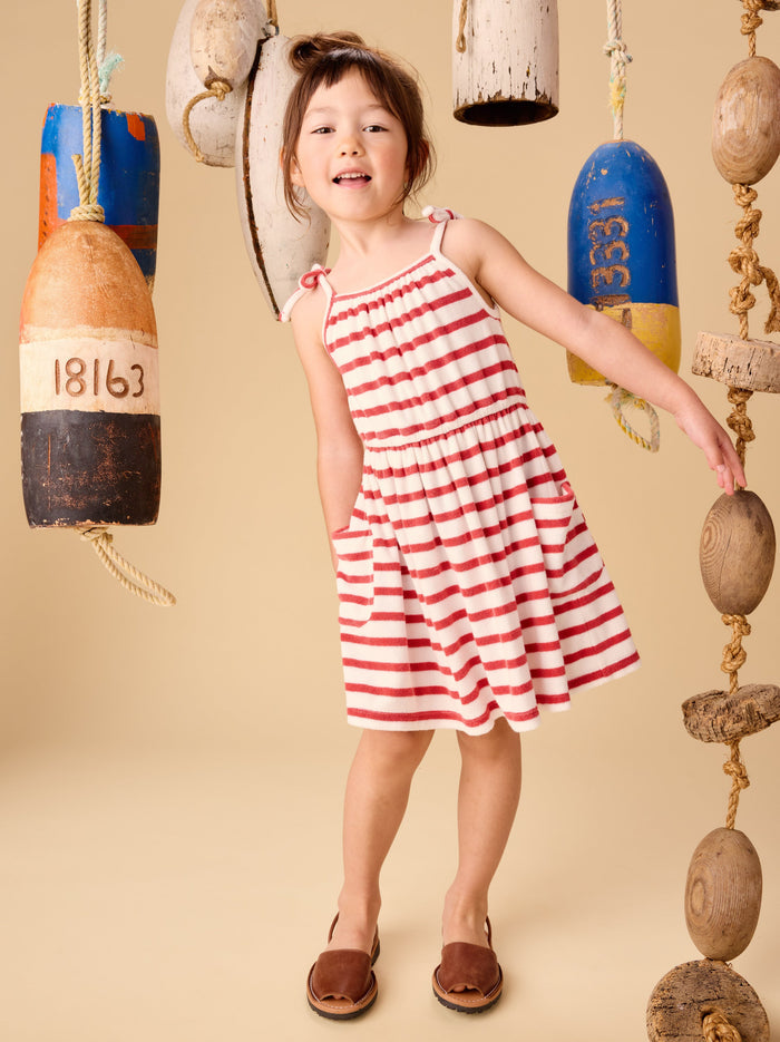 Terrycloth Tie Shoulder Twirl Dress