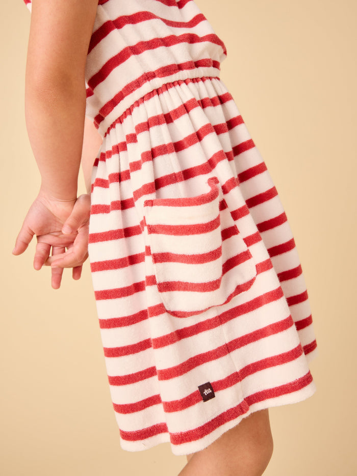 Terrycloth Tie Shoulder Twirl Dress