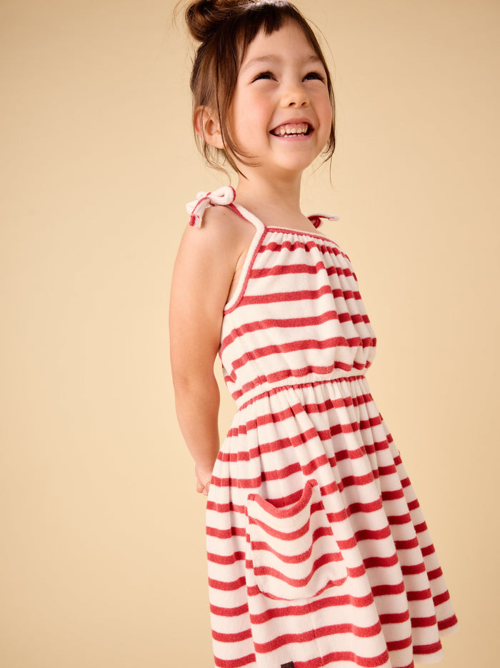 Terrycloth Tie Shoulder Twirl Dress