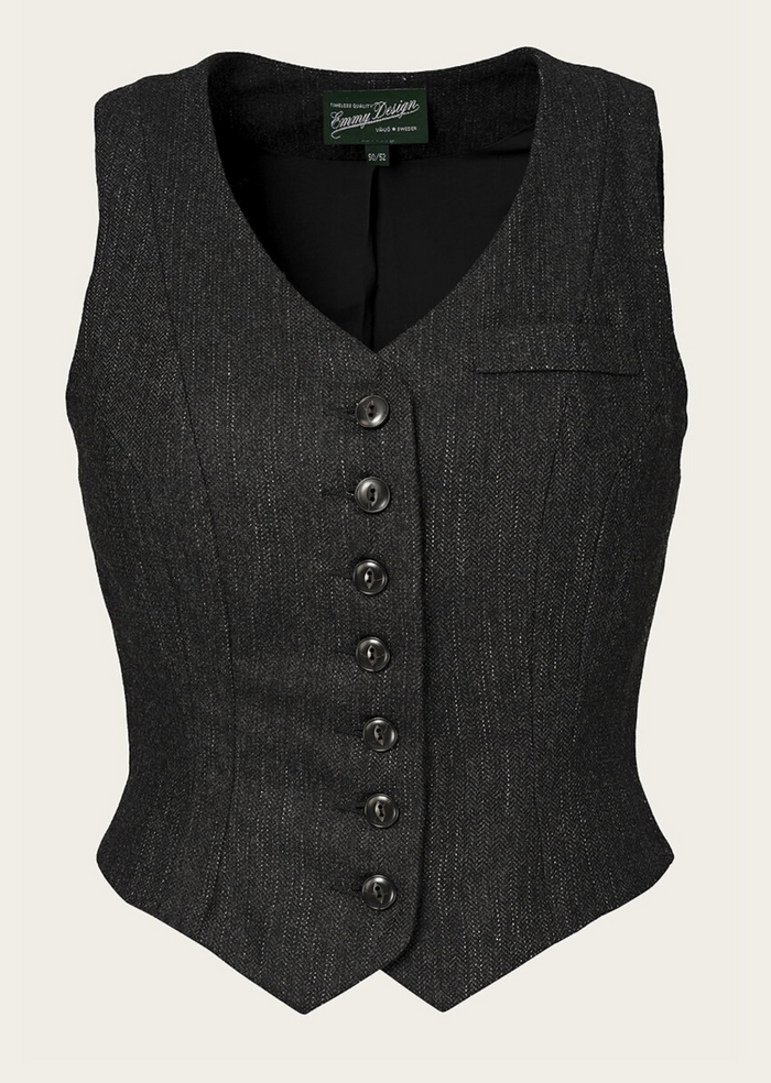 The Suit Up Waistcoat Black & Charcoal Tweed