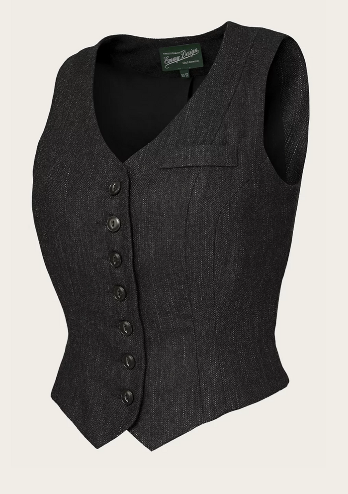 The Suit Up Waistcoat Black & Charcoal Tweed