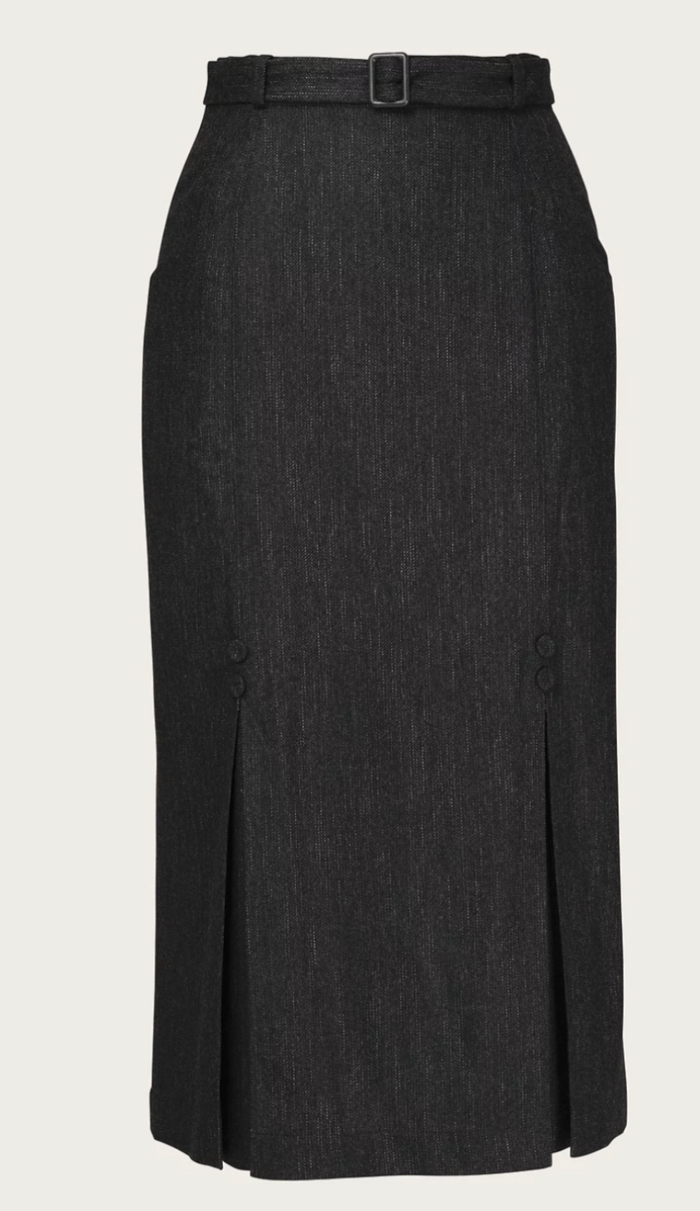 The Tripple Step Skirt, Wollmix, Black & Charcoal