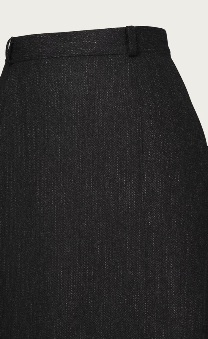 The Tripple Step Skirt, Wollmix, Black & Charcoal
