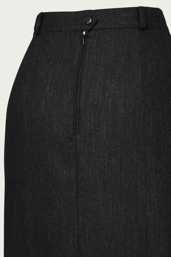 The Tripple Step Skirt, Wollmix, Black & Charcoal
