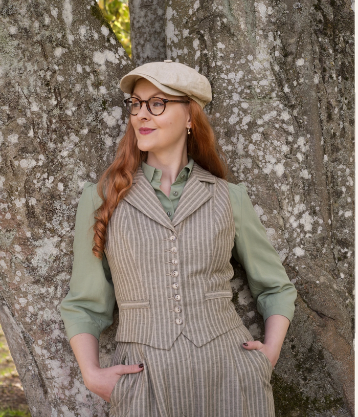 The Watchmaker’s Waistcoat,Green herringbone stripe