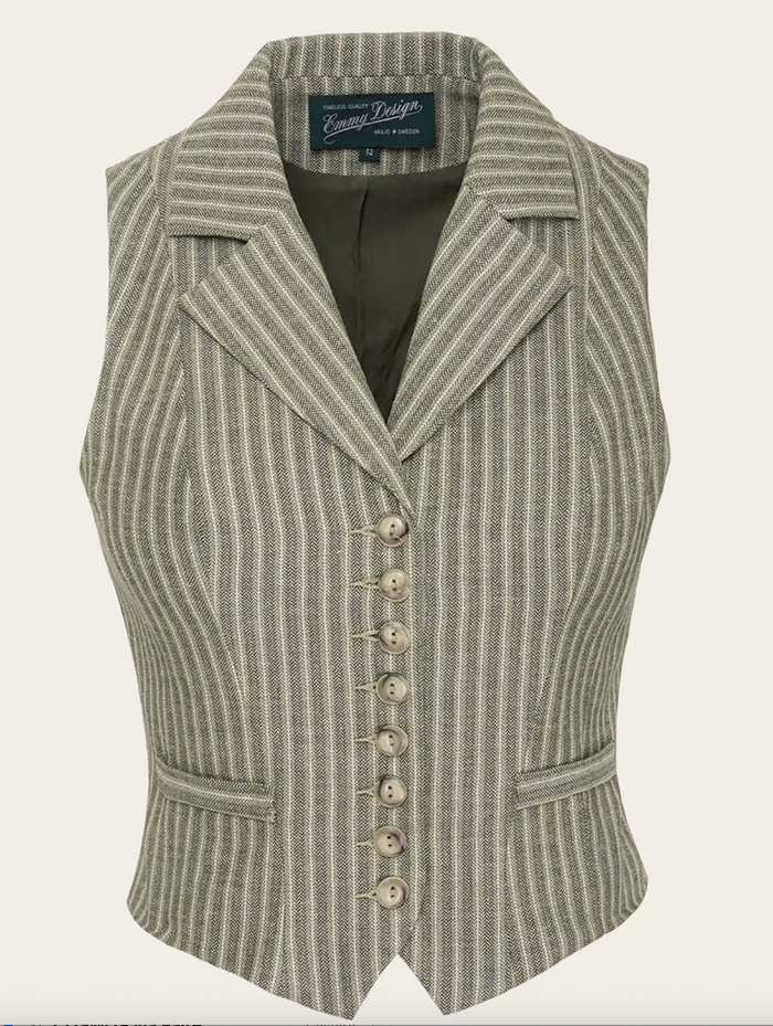 The Watchmaker’s Waistcoat,Green herringbone stripe