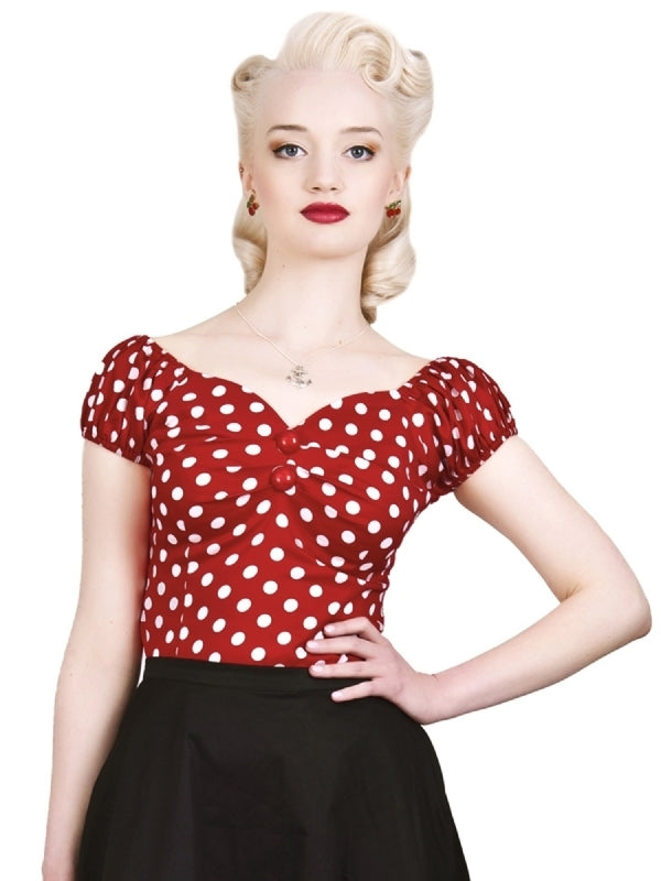 Top Dolores Polka, Rot, Plus Size
