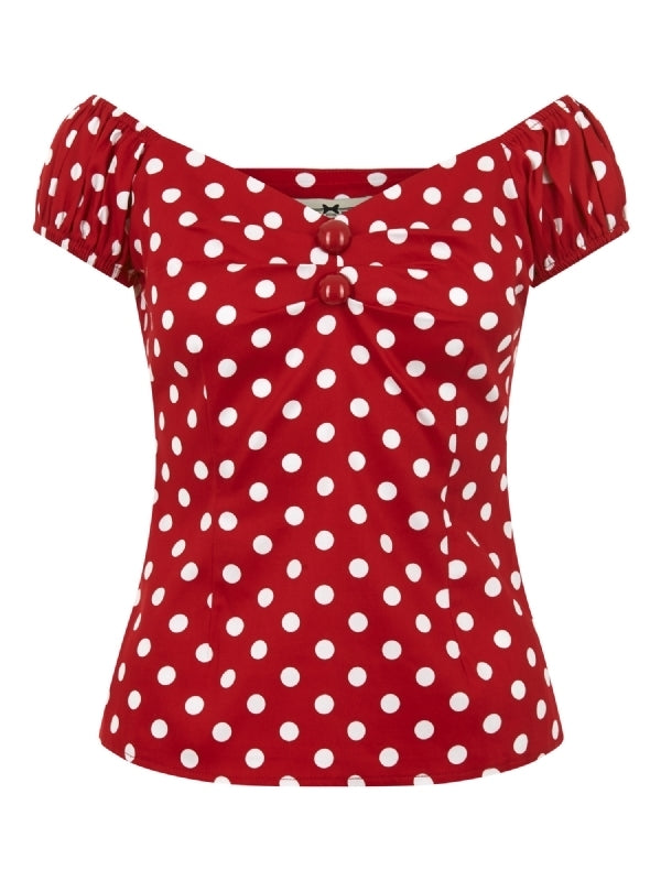 Top Dolores Polka, Rot, Plus Size