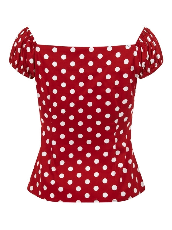 Top Dolores Polka, Rot, Plus Size