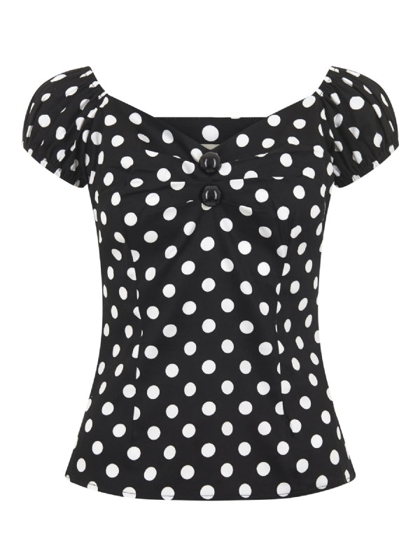 Top Dolores Polka, Schwarz, Plus Size