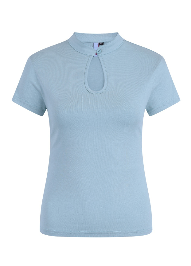 Top Mandarin Collar, Hellblau, Plus Size