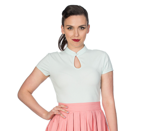 Top Mandarin Collar, Mint, Plus Size