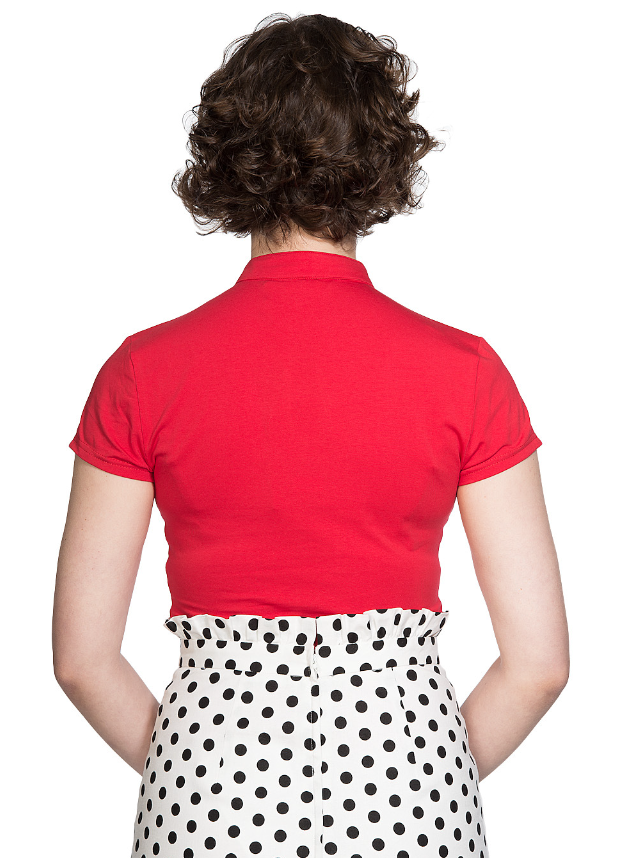 Top Mandarin Collar, Rot, Plus Size