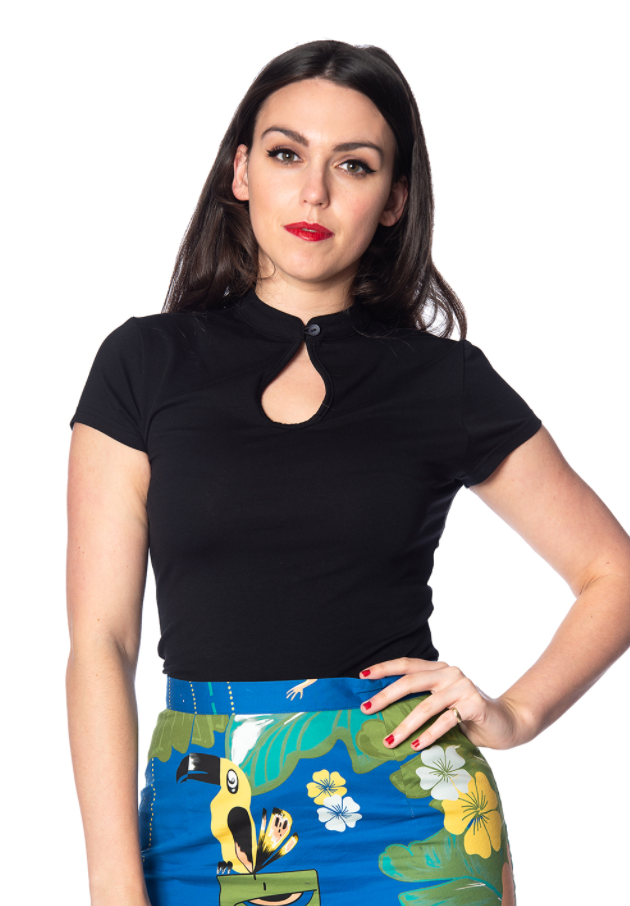 Top Mandarin Collar, Schwarz