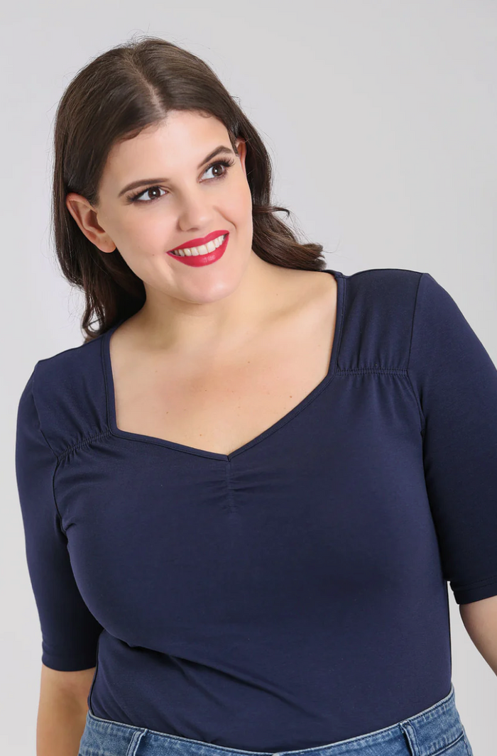 Top Philippa, Navy 50's Basic, Plus Size