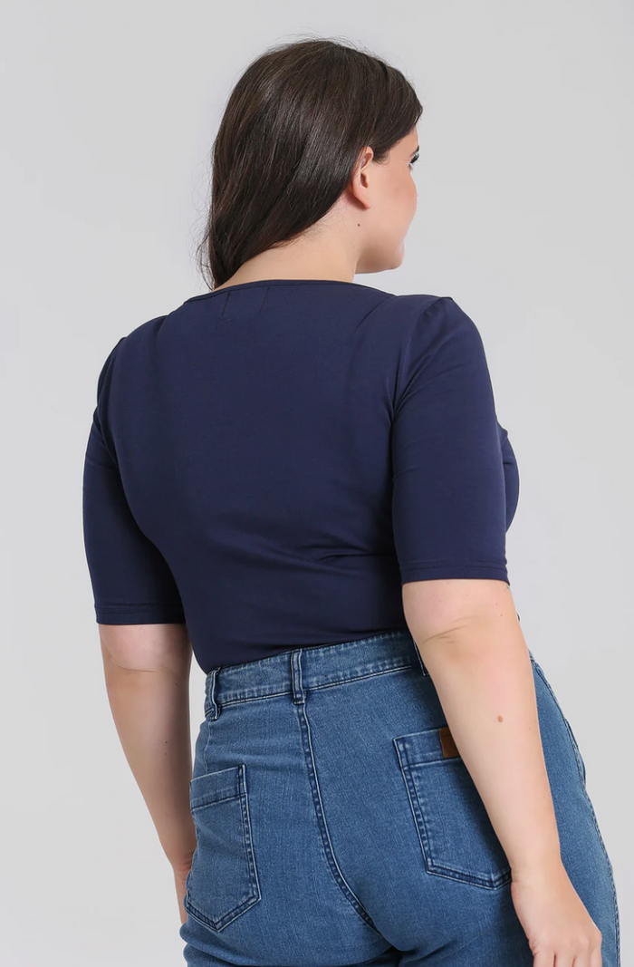 Top Philippa, Navy 50's Basic, Plus Size