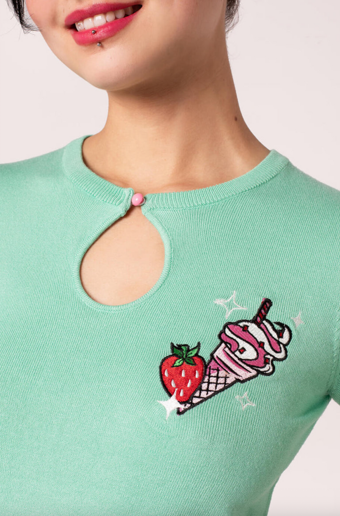 Top Sugar Rush mit Eis-Motiv, Grün