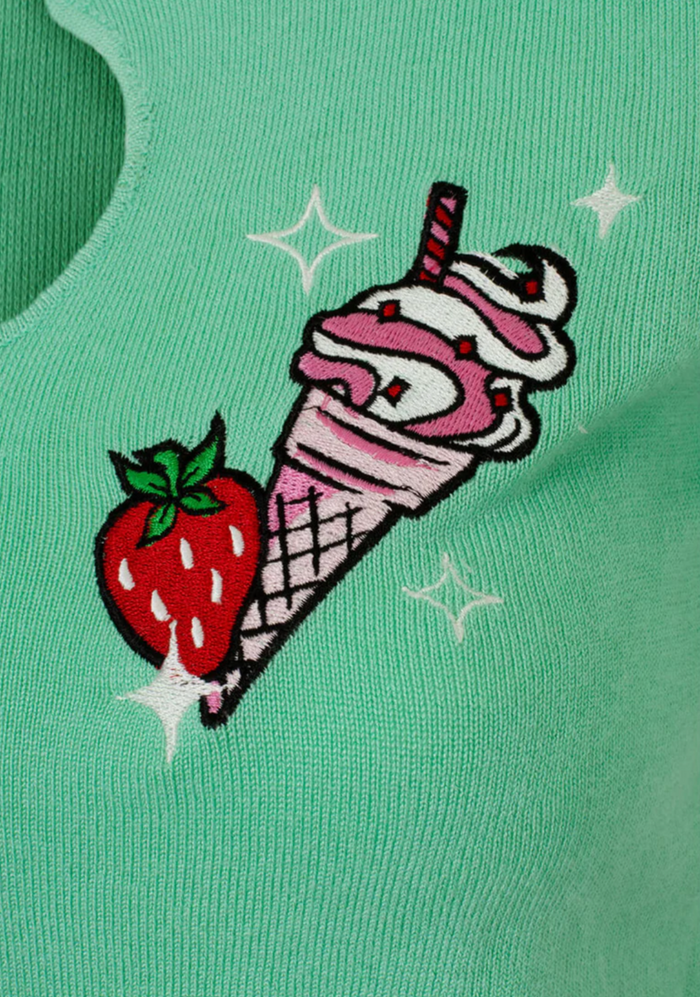 Top Sugar Rush mit Eis-Motiv, Grün