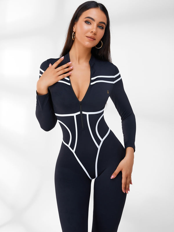 ❤Trendy Zipper Stripes Jumpsuit