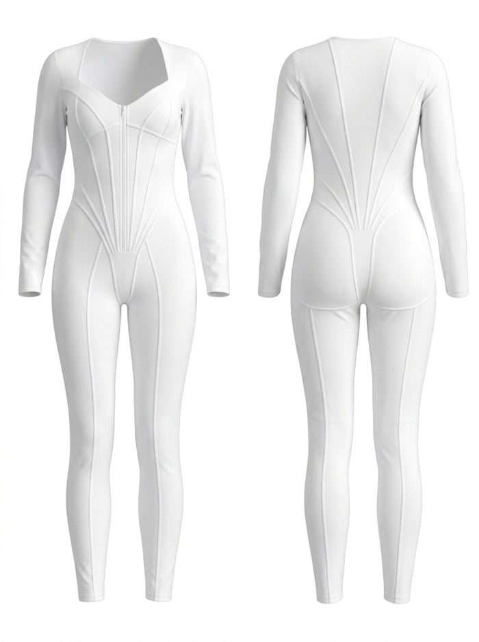 Tummy Control Zipper Hip-lift Jumpsuit