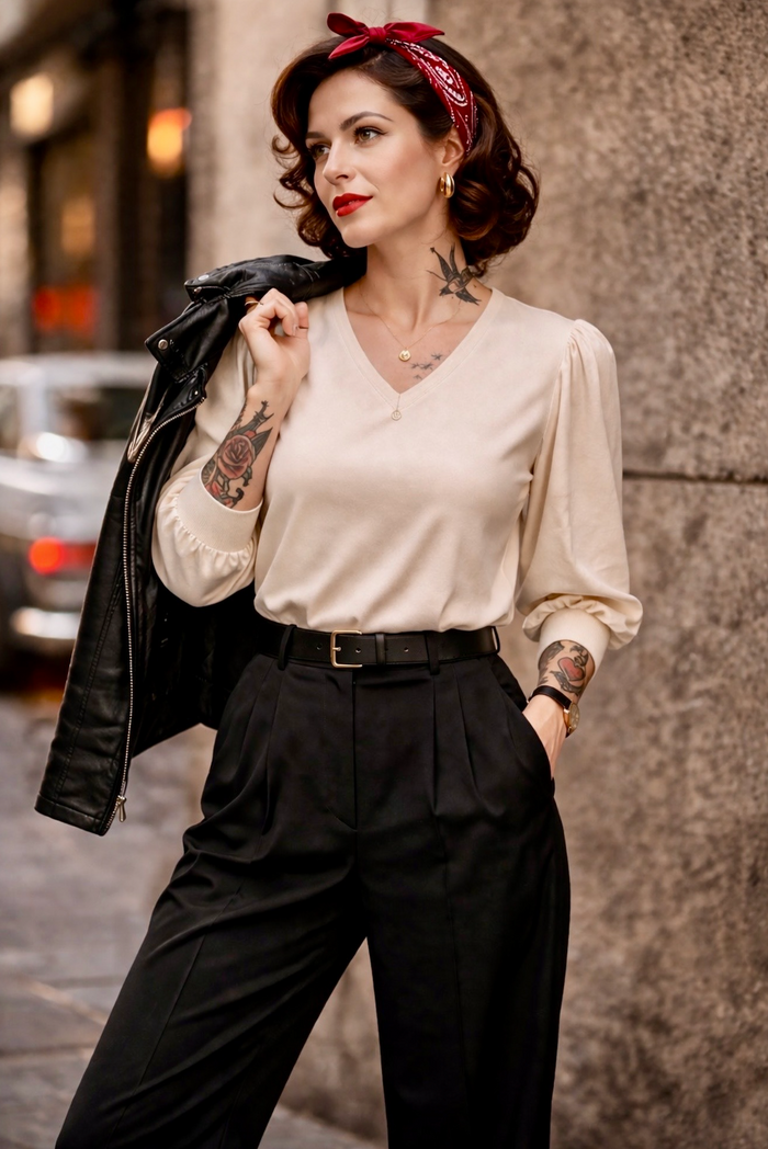 V-Neck Top Michelle, Ivory