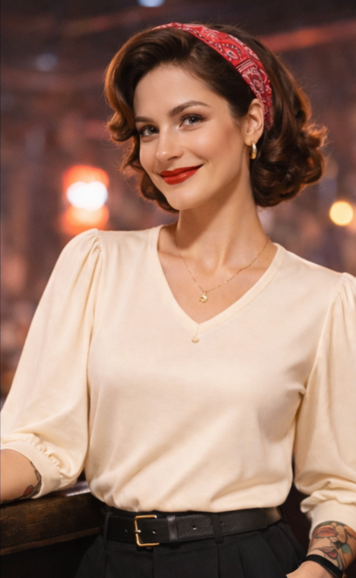 V-Neck Top Michelle, Ivory